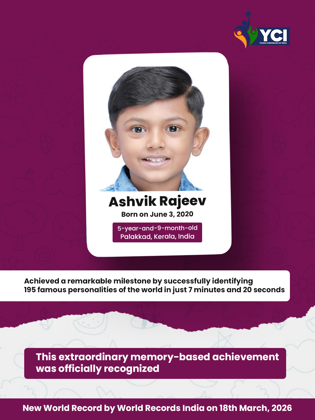 A Tiny Mind, A Giant Feat: 5-Year-Old Ashvik Rajeev Sets a New World Record